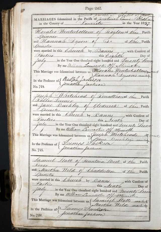 Whitehead, Joseph, Buckley, Jane Marriage Banns,