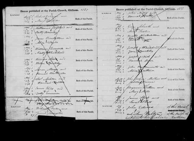 Whitehead, Joseph & Buckley, Jane marriage record 1827